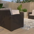 thumbnail image 4 of Merrick Lane Outdoor Furniture Resin Loveseat Chocolate Brown Faux Rattan Wicker Pattern 2-Seat Loveseat With All-Weather Beige Cushions, 4 of 13