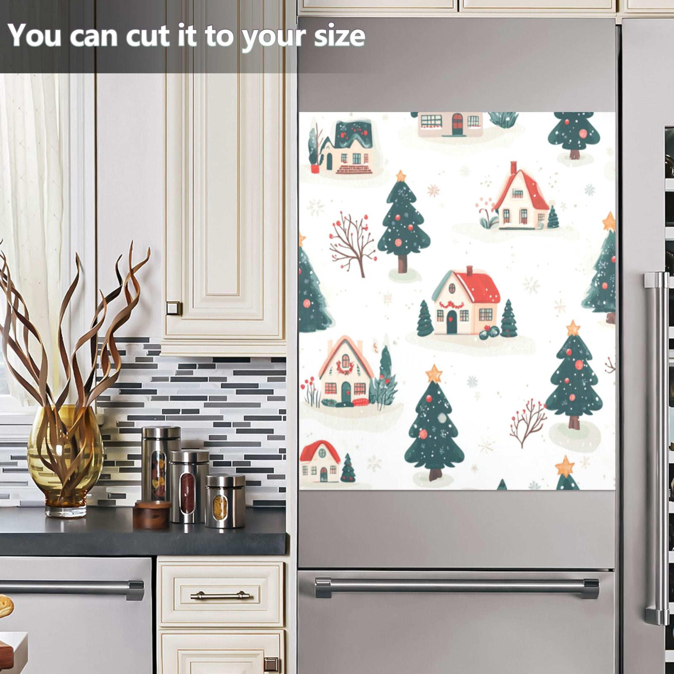 Dishwasher Magnetic Sticker 23x26 Inch Refrigerator Magnetic Sticker Washing Machine Magnetic Sticker Kitchen Panel Magnetic Sticker Home Decor Cartoon Cute Christmas House