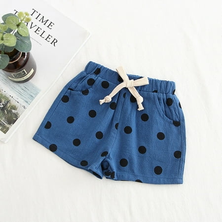 

Cathalem Girl Outfits Size 14 Linen Boys Girls Kids Shorts Dot Polka Toddler Waist Pocket Baby Elasticated Girls Athletic Clothes Shorts Blue 1-2 Years