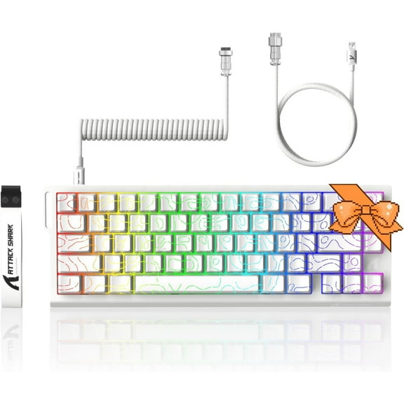 ATTACK SHARK X68 HE Rapid Trigger Keyboard Magnetic Switch with C01PRO Coiled Cable, 60% Wired 8KHz Magnetic Keyboard With 0.01mm RT Accuracy, Support RT/Snap Tap/DKS/MT/TGL