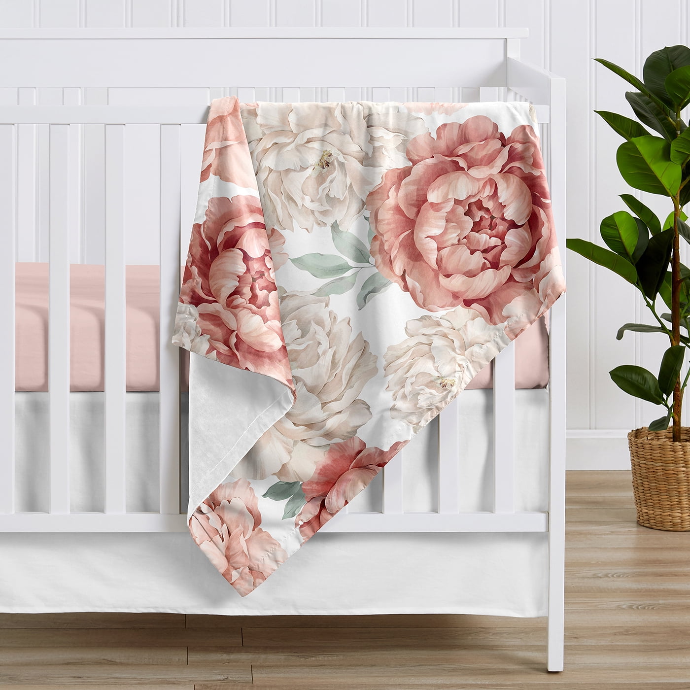 Sweet Jojo Designs Peony Floral Garden Pink and Ivory Baby Security Blanket