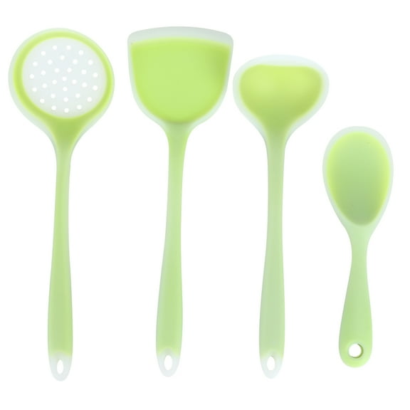 Heat-Resistant, Non-Stick Spatulas and Spoon for Cooking and Baking 4-Piece Green Silicone Kitchen Utensils Set