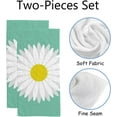 thumbnail image 6 of Soft Hand Fingertip Towels, 2 Pcs Face Bath Towels White Daisy Flower Absorbent Washcloths for Bathroom Hotel Kitchen, 30"x15", 6 of 6