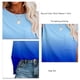 thumbnail image 4 of Camiseta holgada de verano para mujer, de manga corta, color azul degradado, con bolsillo, cuello redondo, talla L, 4 of 5