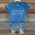 thumbnail image 2 of T-Shirts For Women Walking By Tripping Constantly Print T Shirt Casual V Neck T Shirt Womens Tops, 2 of 5