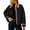 Black, variant on Womens French Trench Lapel Casual Coat with Checkered Lining Windbreaker