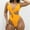 Yellow, variant on Hvot&aat Women's Sexy Solid Color One Piece Swimwear Double Up Spaghetti Bandeau Cut Out Bathing Suit One Piece Swimwear