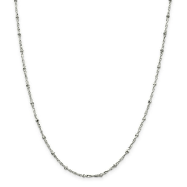 IceCarats 925 Sterling Silver 2.50mm Link Singapore Beads Chain