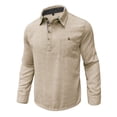 thumbnail image 6 of akafmk Mens Long Sleeve Shirts Button Front Collared Shirt with Pocket Linen-Like Breathable Fall Tops, Size L, 6 of 8