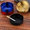 thumbnail image 3 of Stainless Steel Round Thickening Anti-fall High Temperature Heat Resistant Ashtray, Living Room Desk Office Desk Ash Storage Tray Box-8CM blue, 3 of 5