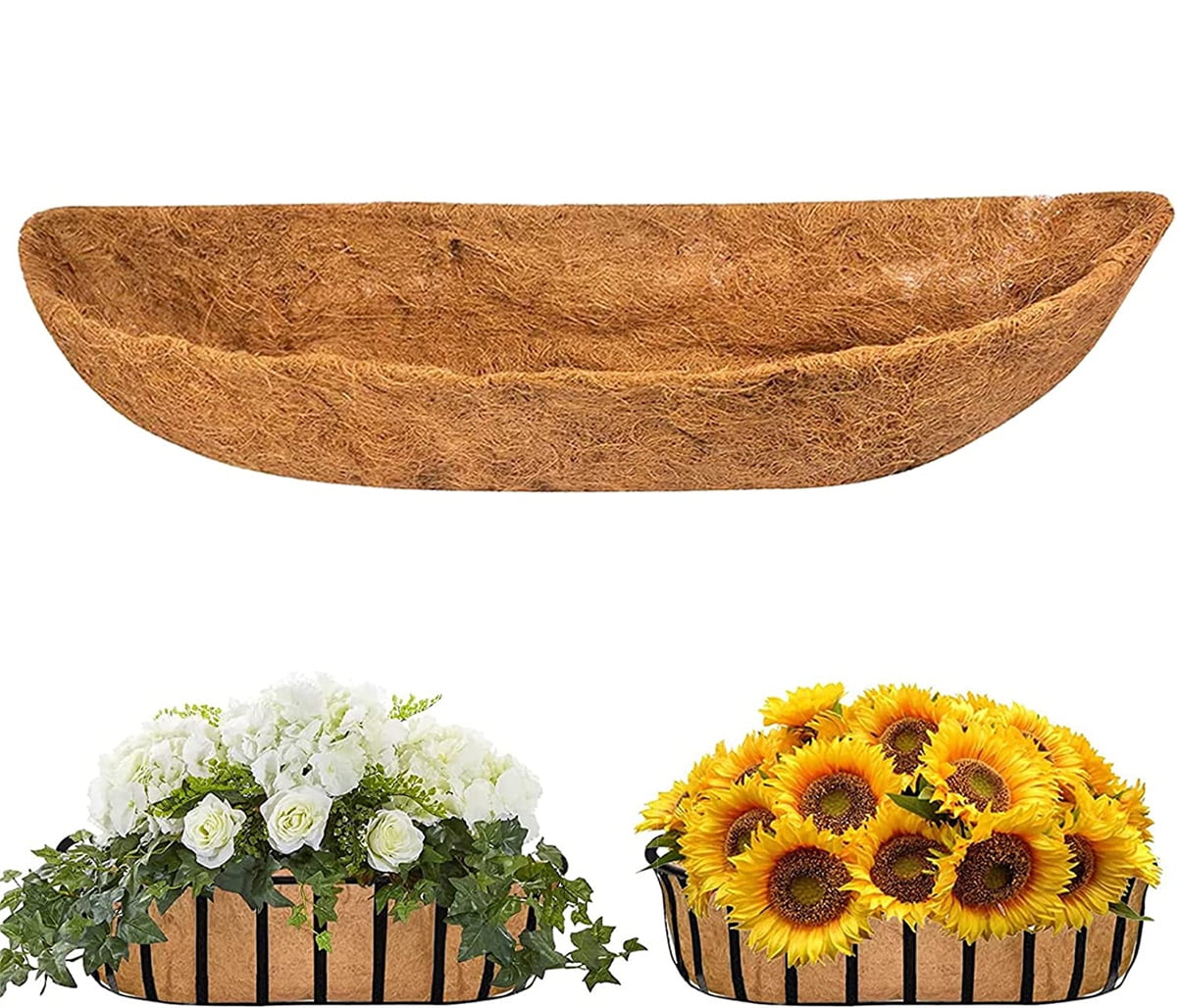 Casewin Wallmounted Coco Liner Trough, 1 Pcs 30inch Hanging Basket Coco Liner, Outdoor Planter