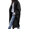 thumbnail image 1 of LinYooLi Women‘s Casual Lapel Button Long Solid Color Wool Blend Coat Loose Trench Coat Overcoat, 1 of 5