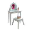 KidKraft Medium Wooden Bedroom Vanity & Stool, Children's Furniture - White, for Ages 3+