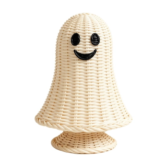 Halloween Decorations, Milky Ghost Figurine for Tabletop Shelf Mantel, Cute Resin Haunted House Ornament with Smile Face, Spooky Home Party Centerpiece Holiday Display