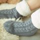 thumbnail image 5 of Calcetines forrados de felpa de punto grueso y cálido para mujer, medias para dormir suaves y peludas, de Color sólido, con Cable grueso de ganchillo, 5 of 5