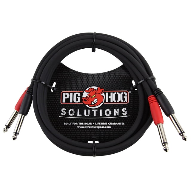 Cable Doble Mono 1/4 Pulgadas Pig Hog Negro 91.4 cm