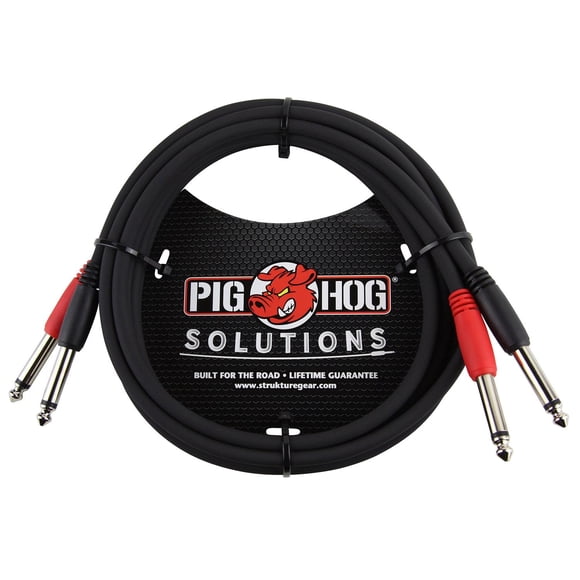 Cable Doble Mono 1/4 Pulgadas Pig Hog Negro 91.4 cm