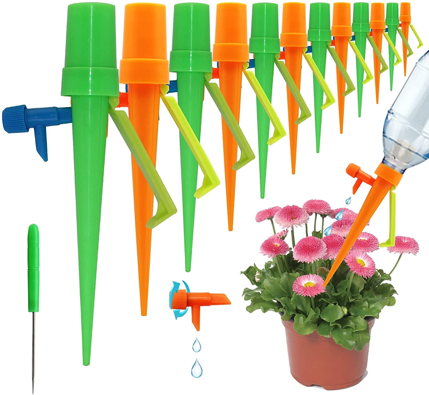 MQUPIN Plant Watering Devices, 12pcs Self Watering Spikes with Anti