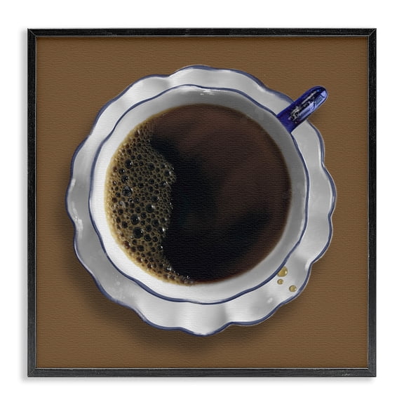 Stupell Industries Aerial View Coffee Cup Food & Beverage Painting Black Framed Art Print Wall Art, 12 x 12