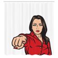 thumbnail image 2 of Ambesonne Girl Power Shower Curtain, Woman Pointing Finger, 69"Wx75"L, Brown Beige Vermilion, 2 of 4