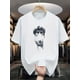 thumbnail image 1 of Camiseta informal de cuello redondo para hombre con estampado artístico de estatua de piedra, tejido de punto 100 % algodón, ligeramente elástica, top de moda de verano, corte regular, 180 g/m² - Uso, 1 of 6