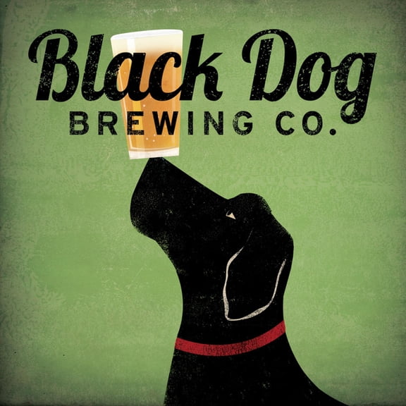 Art.com Black Dog Brewing Co on Green Art Print by Ryan Fowler, 16" x 16"