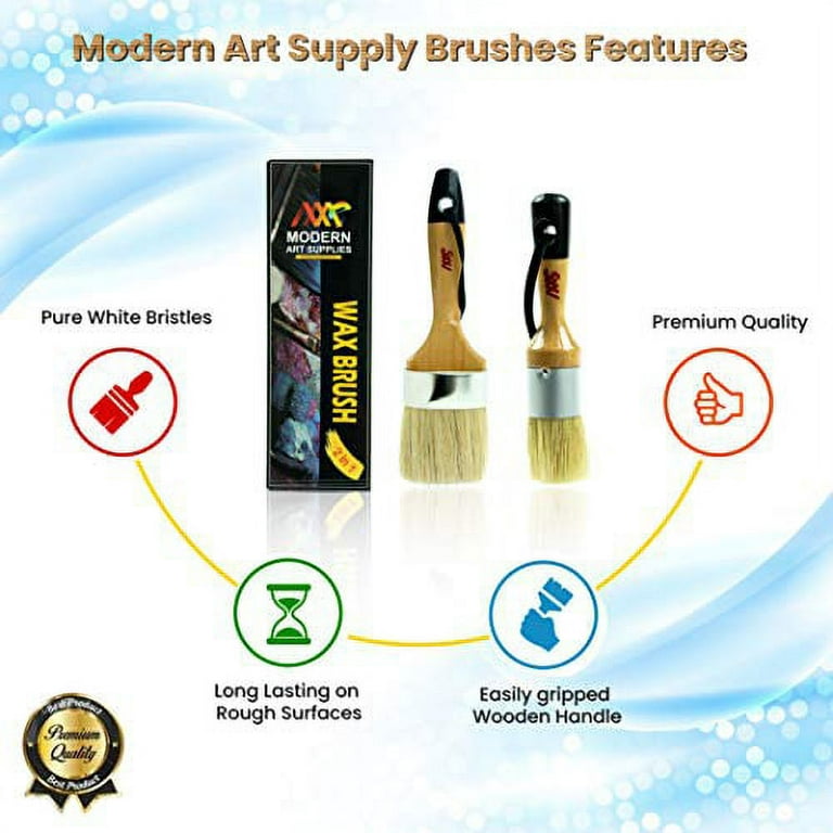  Chalk Paint Brush Set - Milk Paint, Soft Wax, Stencils -  Natural Bristles for Furniture : Arts, Crafts & Sewing