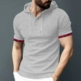 thumbnail image 2 of Birdeem Chemise pour Hommes, Manches Courtes, à Capuche, Décontractée, Sportive, 2 of 12