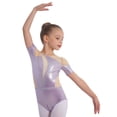 thumbnail image 3 of vastwit Kids Girls Gymnastics Leotard Ballet Dance Bodysuit Short Sleeve Acrobatics Performance Tumbling Outfit Light Purple 10, 3 of 7