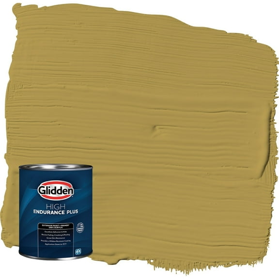 Glidden HEP Obsession / Yellow Satin Exterior Paint with Primer, 1 Quart