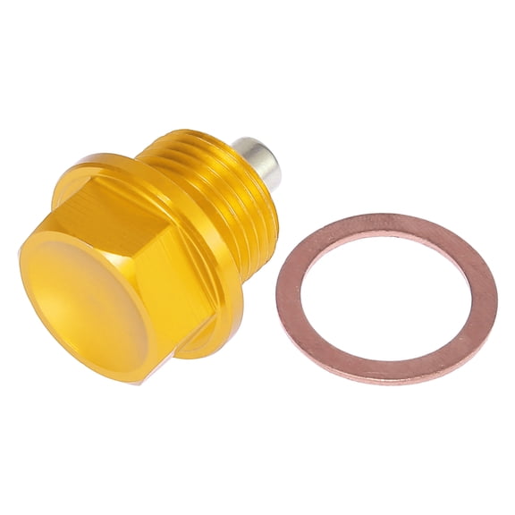 1 Set M18 x 1.5 Magnetic Oil Drain Plug Sump Drain Nut Screw With Gasket Gold Tone Universal Car Oil Drain Bolt