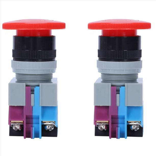 2X Ac 600V 10A Rojo Interruptor de Boton Pulsador de Parada de Emergencia de Seta 22Mm No Nc