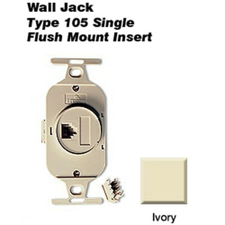 - Leviton 41054-IDD Telephone Type 105 Single Insert Flush Wall Jack - Ivory