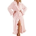 thumbnail image 1 of Premium Womens Plush Soft Robe , Warm, Coral Fleece Bathrobe Pink L, 1 of 9