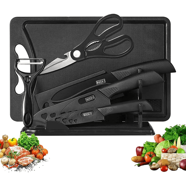 Juego De Cuchillos 10 Pz Cocina Acero Inoxidable Y Pelado Xtellar negro