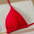 thumbnail image 3 of Women's Triangle Bikini Set Halter String Two Piece Swimsuit Brazillian Bathing Suit Cheeky Cute Swimwear (Red,L), 3 of 7