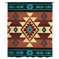 thumbnail image 2 of Turquoise Red Sheer Curtains 54 Inches Long, Southwest American Native Abstract Pattern Light Filering Curtains, Breathable Simi Curtain Privacy Drapes for Kitchen Bathroom Small Window Treatment, 2 of 9