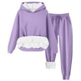thumbnail image 2 of Ashirexll Womens Winter Sets Outfits for Womens Fashion Solid Hooded Loose Long Sleeve Top and Casual Comfortable Pants Suit, 2 of 7