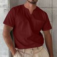 thumbnail image 1 of pstuiky camisetas para hombre, Camisa informal de verano para hombre, de manga corta, color liso, con cuello en V y bolsillo camisas casuales para hombre xxl, 1 of 5