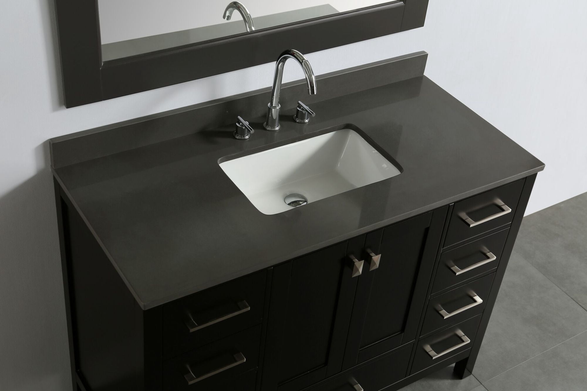 Design Element London 48" Single Sink Bathroom Vanity Set in Espresso with Gray Quartz Top
