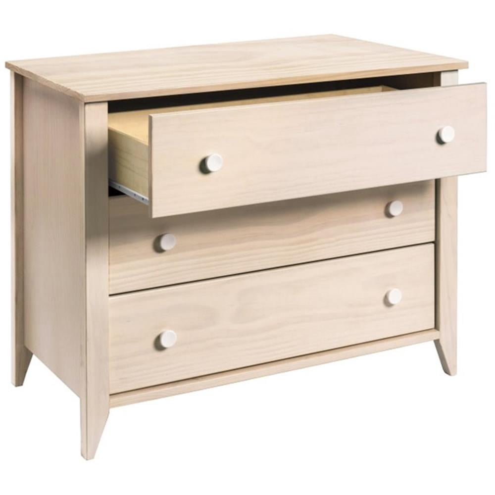 Pemberly Row Wood 3-Drawer Dresser with Removable Changing Tray in Natural