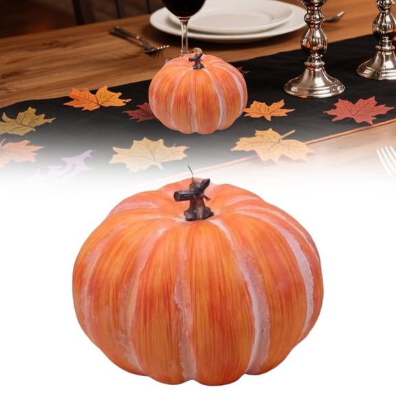 Clearance Under $10 | Large Realistic Artificial Pumpkin with Frosted Details for Fall Halloween Decor Orange