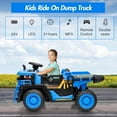 thumbnail image 5 of Lumiparty 24V 2-Seater Ride-On Dump Truck for Kids, Remote Control Construction Toy with Electric Dump Bed, Extra Shovel, 2WD/4WD, Music Player & Speeds Up to 4.35 MPH, Blue, 5 of 8