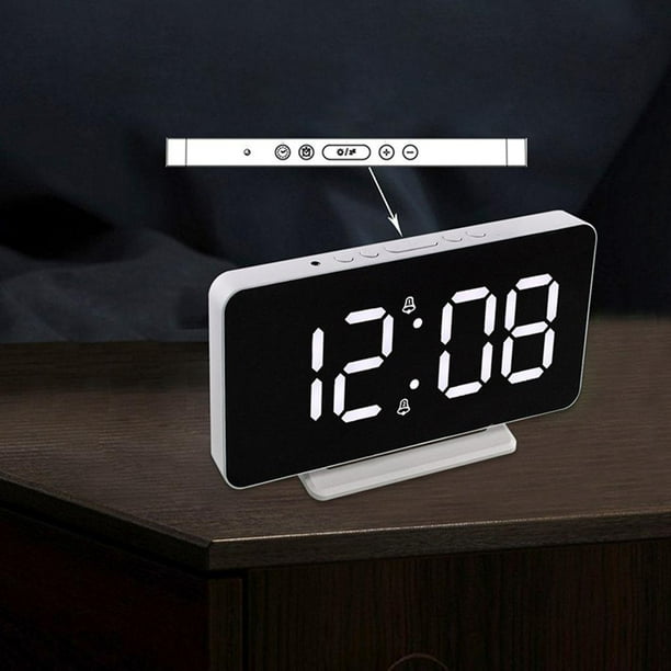 reloj digital Reloj Digital Mesa Relojes De Escritorio Pantalla LED Para Sala De Estar Estudio Adultos Espejo Negro Espejo negro Magideal reloj digital Walmart en linea