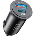 thumbnail image 1 of INIU USB C Car Charger Adaptador para Auto, Encendedor de Cigarrillos Total de 60W USB Charger para iPhone Samsung, Negro, 1 of 7
