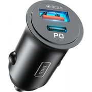 INIU Mini 30W Car Charger, Dual Ports [USB C+USB A] Car Adapter for iPhone iPad Samsung, Black
