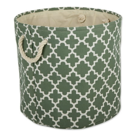 DII Polyester Container with Handles, Lattice Storage Bin, Large Round, Artichoke