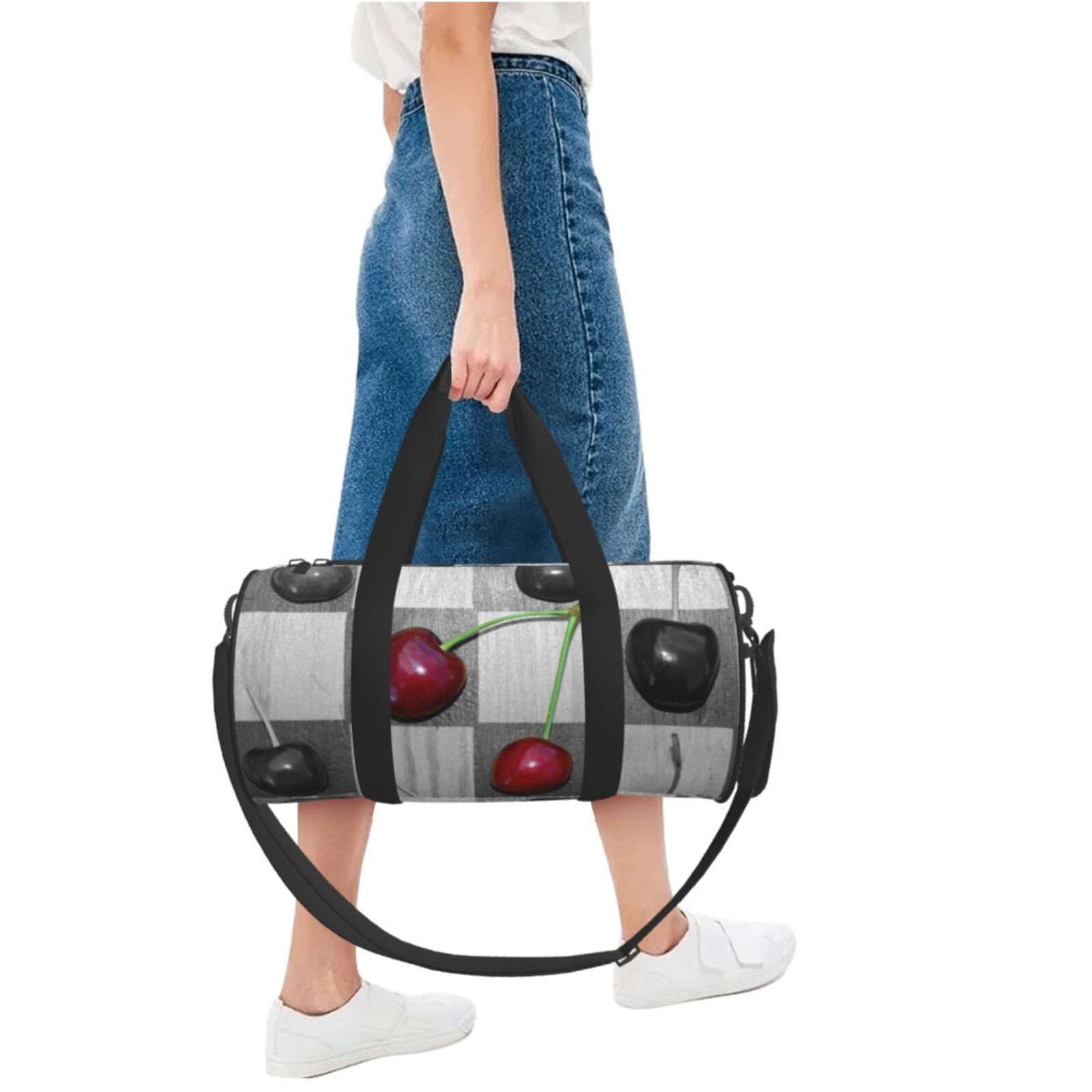 Vsdgher Cherries laid 45L Foldable Duffel Bag, Sports Gym Bag,Overnight Bag, Portable Weekender Bag for Airplanes