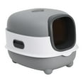thumbnail image 3 of Caja de arena para gatos con capucha y orinal con tapa, bandeja de arena para mascotas fácil de limpiar, inodoro para gatos cerrado y cubierto , gris, 3 of 8