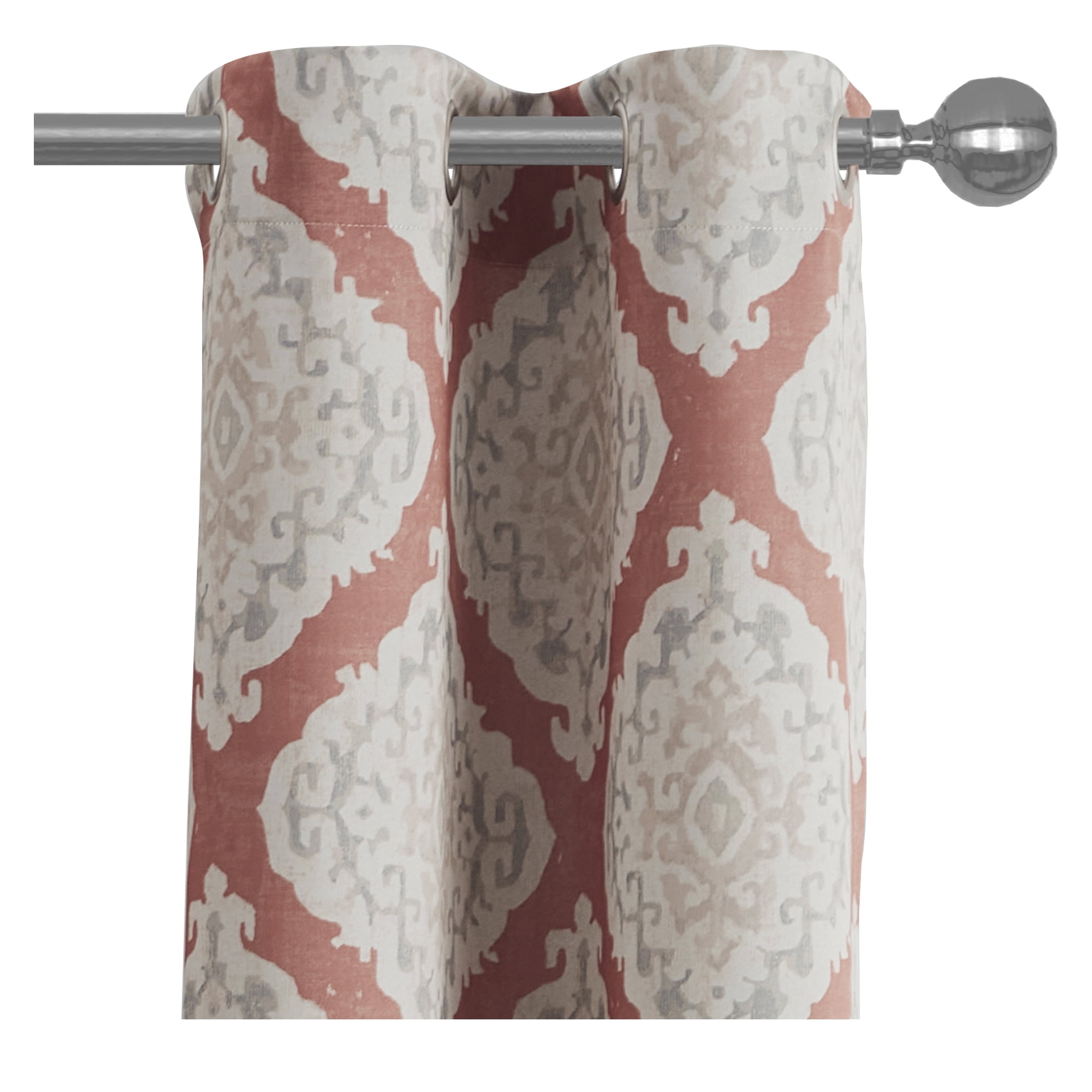 Mainstays Room Darkening Grommet Curtain Panel Pair, Set of 2, Ikat Terracotta, 30"W x 63"L